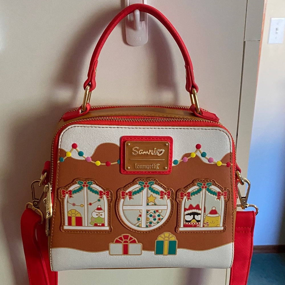Sanrio Loungefly Gingerbread House Crossbody Bag - Red and Brown